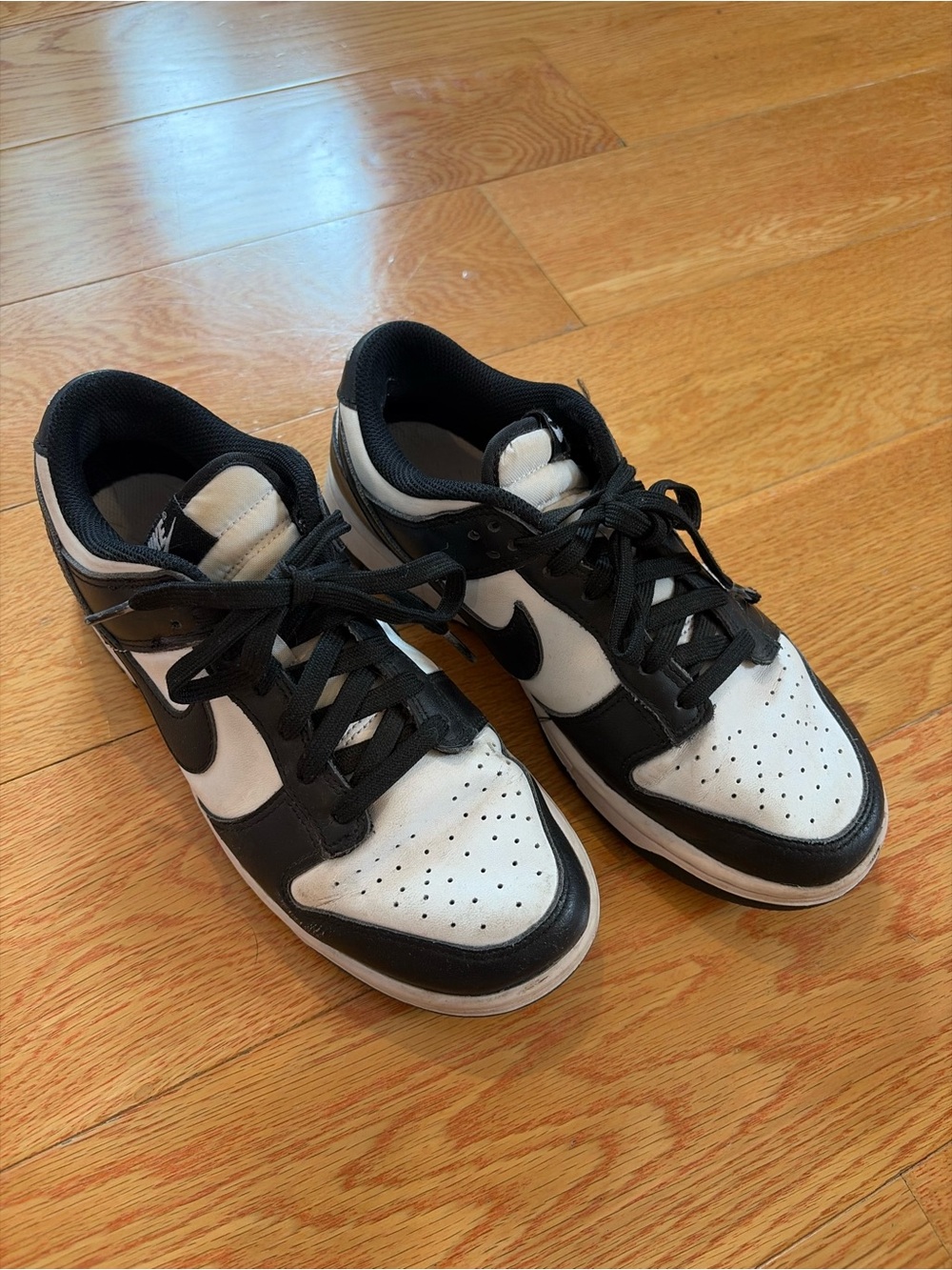 Nike Black and White Low-Top Panda Dunks with Swoosh